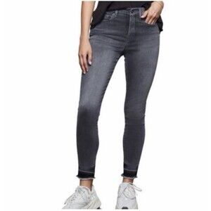 GOOD AMERICAN Good Legs Raw Hem Crop High Rise Jeans Grey size 8 / 29